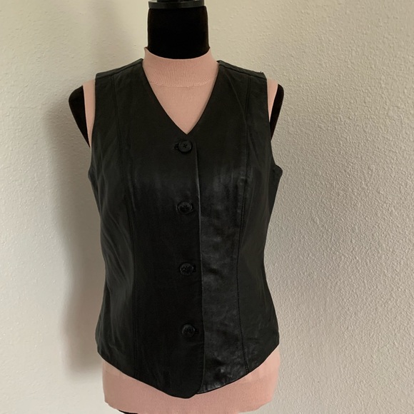 Alfani Black Leather Button Up Vest - Picture 2 of 10